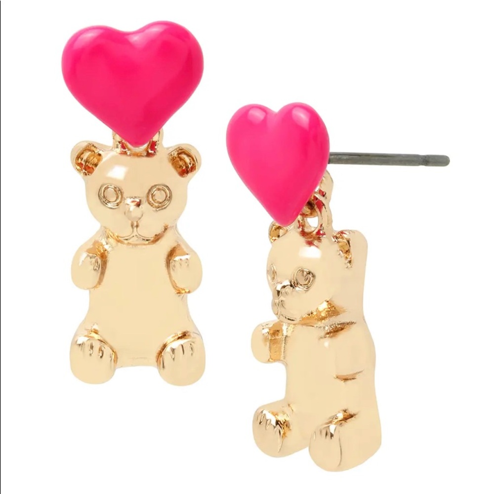 Betsey Johnson Gold-Tone Gummy Bear Heart Drop Earrings